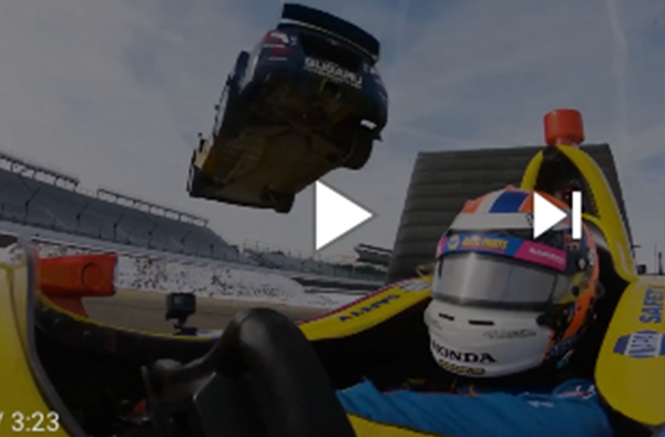 Red Bull Films Daring Stunt with Rossi and Travis Pastrana at IMS